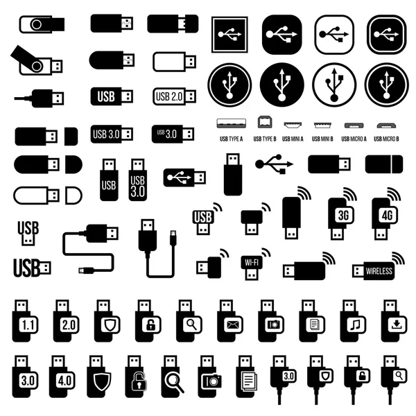 Iconos USB — Vector de stock