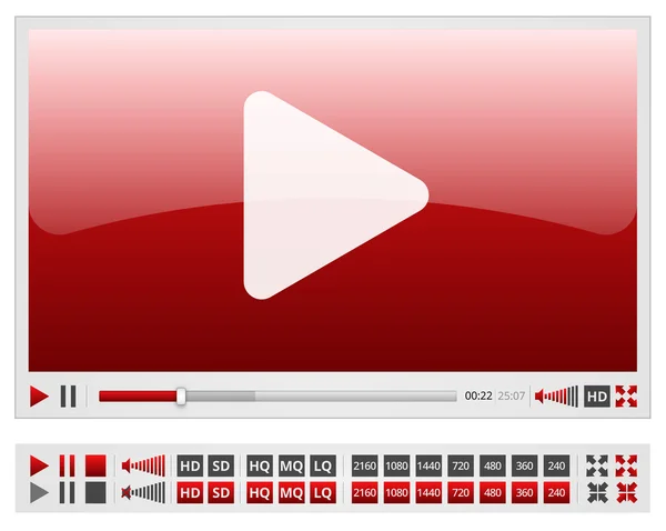 Roter Videoplayer — Stockvektor