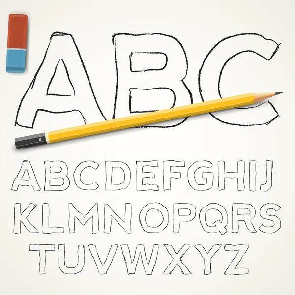 Handgetekende lettertype — Stockvector