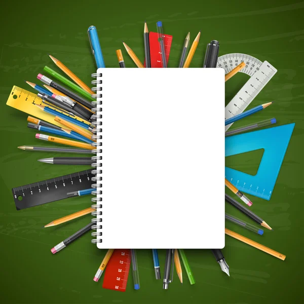 Notepad and pens — Stock Vector