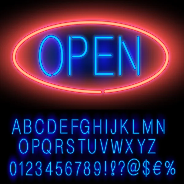 Neon Schrift blau — Stockvektor