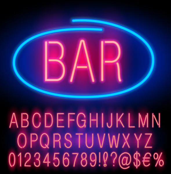 Neon lettertypeset — Stockvector