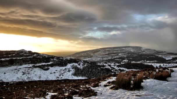 Irish winter landscape from the hill timelapse — Stock Video