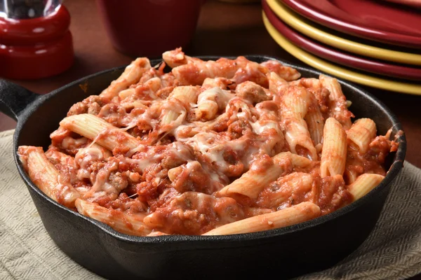 Mostaccioli bake with penne rigate — Stock Photo, Image