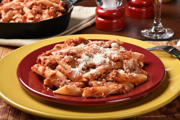 Baked Mostaccioli with penne pasta — Stock Photo, Image