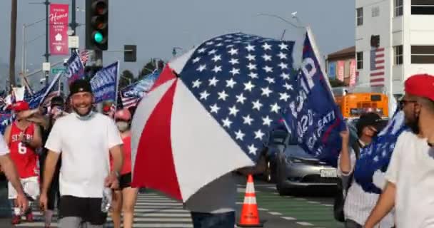 Beverly Hills Usa Octubre 2020 Paraguas Como Una Bandera Estadounidense — Vídeos de Stock