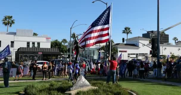 Beverly Hills Usa September 2020 Πατριώτες Παρατάσσονται Στο Μπέβερλι Χιλς — Αρχείο Βίντεο