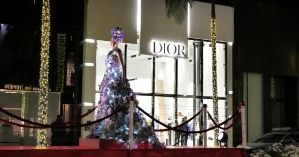 Beverly Hills Usa Prosince 2020 Krásná Světla Vánoční Ozdoby Rodeo — Stock video