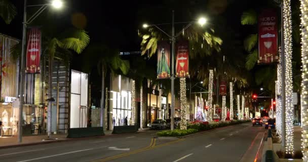 Beverly Hills Usa December 2020 Rodeo Drive Dekorerad Vackra Ljus — Stockvideo