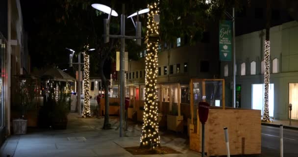 Beverly Hills Usa December 2020 Sidewalk Cafe Beverly Hills Deserted — Stock Video