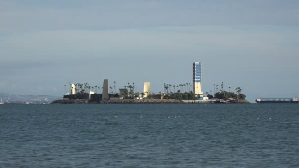 Island White Offshore Foraj Petrolier Long Beach Harbor — Videoclip de stoc