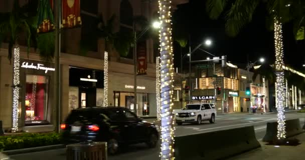 Beverly Hills December 2020 Rodeo Drive Bijna Verlaten Tijdens Kerstinkopen — Stockvideo