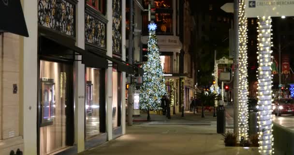 Beverly Hills Usa Prosince 2020 Prázdný Chodník Vede Vánočnímu Stromku — Stock video
