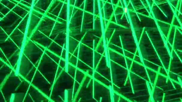 Абстрактный Фон Движения Зеленых Лазерных Световых Валов — стоковое видео
