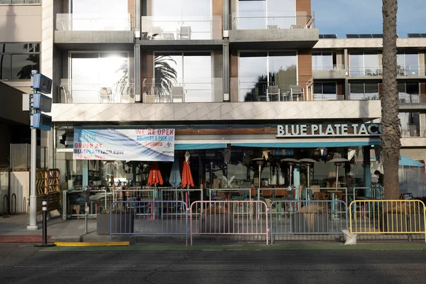 Santa Monica Usa Dec 2020 Deserted Sidewalk Cafe Ocean Downtown — Stock Photo, Image