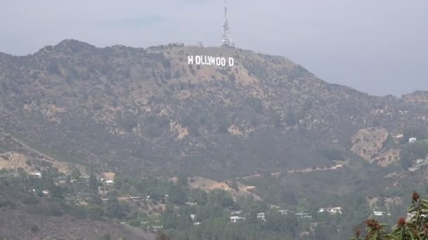 Збільшити Зображення Голлівудського Знака Вершині Гори — стокове відео