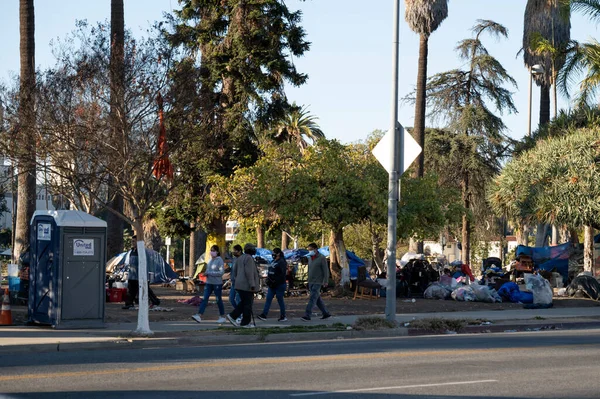 Los Angeles Usa Ledna 2021 Tábor Bezdomovců Macarthur Parku Centru — Stock fotografie