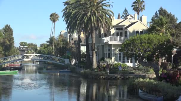 Venise Californie Usa Juillet 2019 Maisons Luxe Jardins Ponts Pittoresques — Video