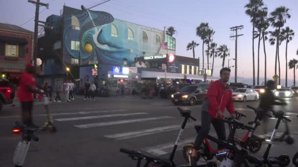 Venice Beach Usa July 2019 Τουρίστες Πηγαίνουν Εναλλακτικές Μεταφορές Ηλεκτρικά — Αρχείο Βίντεο