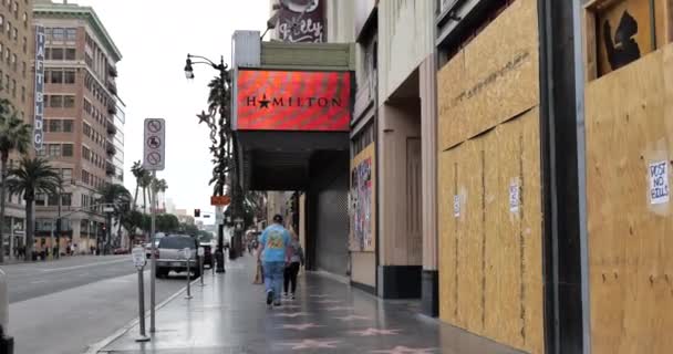 Hollywood Usa Diciembre 2020 Teatro Pantages Paseo Fama Hollywood Aún — Vídeo de stock