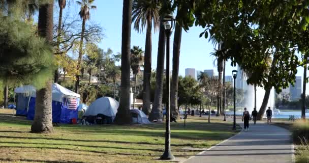 Los Angeles Usa November 2020 Tenten Van Daklozen Rondom Prachtige — Stockvideo