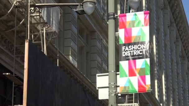 Los Angeles Usa Enero 2020 Banner Para Famoso Distrito Moda — Vídeos de Stock