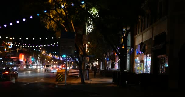 West Hollywood Usa December 2020 Lights Strung Santa Monica Boulevard — Stock Video