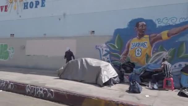 Los Angeles Usa Aprile 2021 Trash Homeless Covers Streets Skid — Video Stock