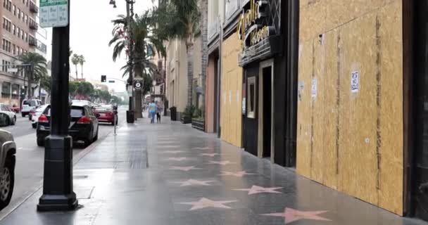 Hollywood Usa Dezember 2020 Der Hollywood Walk Fame Wird Bei — Stockvideo