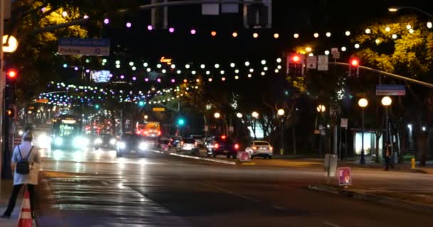 West Hollywood Usa December 2020 Beautiful Lights Strung Santa Monica — Stock Video