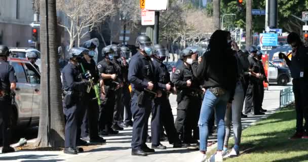 Los Angeles März 2021 Antifa Stellt Sich Bei Einer Politischen — Stockvideo