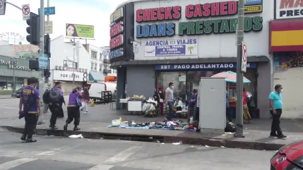 Los Angeles Usa May 2021 Street Vendors Westlake Area Los — стоковое видео