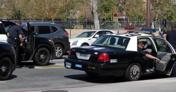 Los Angeles Maret 2021 Mobil Polisi Berbaris Los Angles City — Stok Video