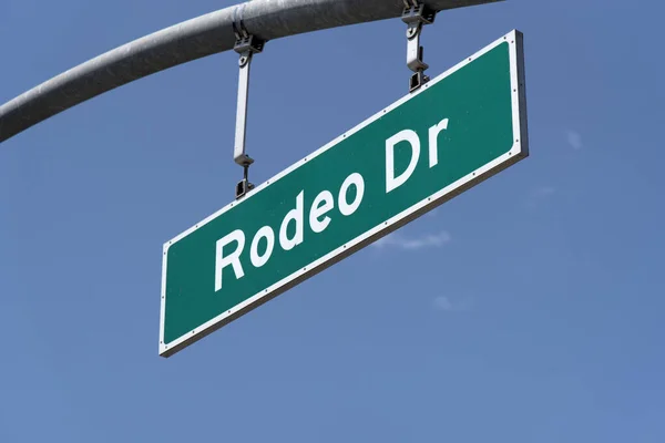 Street Sign Famous Rodeo Drive Luxury Shopping District Beverly Hills — Stock Photo, Image