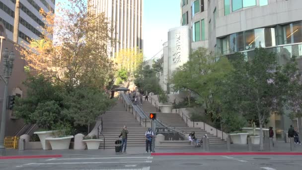 洛杉矶 2020年1月11日 洛杉矶市中心著名的掩体山阶梯 — 图库视频影像