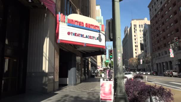 January 2020 Historic United Artists Theatre Broadway Theatre District Aka — 图库视频影像