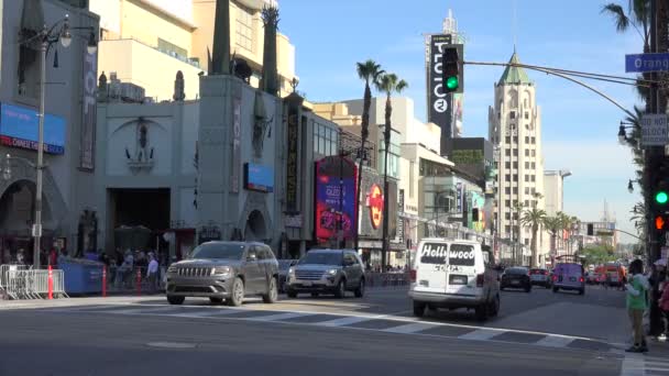 Famoso Paseo Fama Hollywood Cerca Del Teatro Chino Graumans Dolby — Vídeo de stock