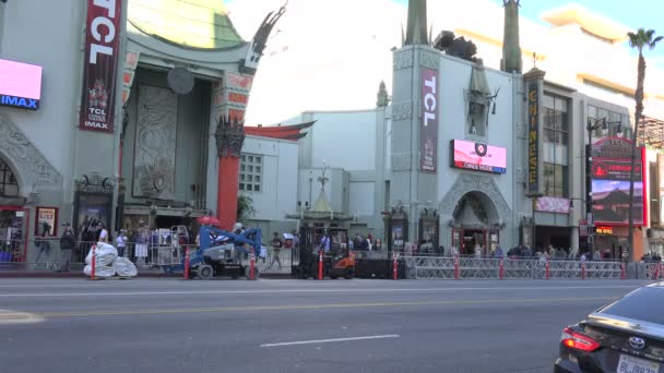 Hollywood Januari 2020 Het Beroemde Graumans Chinese Theater Met Voorbereidingen — Stockvideo