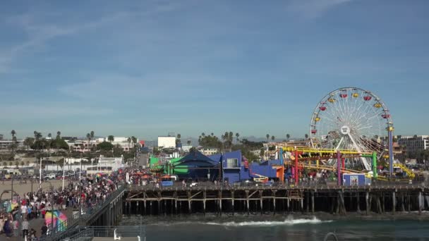 Santa Monica Februari 2020 Luchtfoto Van Santa Monica Pier Het — Stockvideo