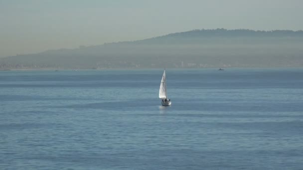 Sailboat Pacific Ocean Beautiful Summer Day Vacation Travel Boating Concept — Stock Video