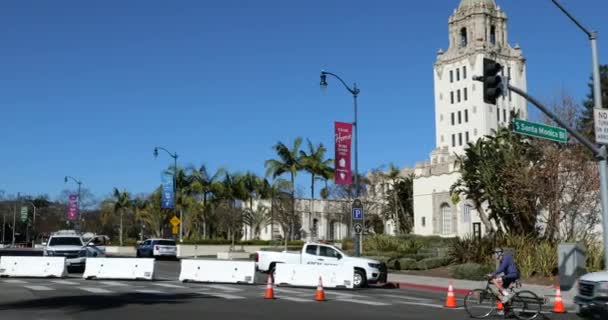 Beverly Hills Usa Gennaio 2021 Centro Civico Beverly Hills Barricato — Video Stock