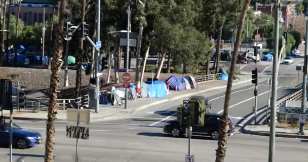 Los Angeles Usa Januari 2021 Tuna Wisma Besar Berkemah Jalan — Stok Video