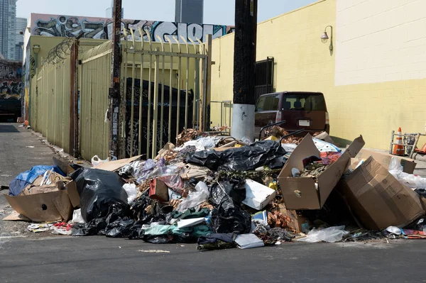 Mounds Trash Illegal Dumping Los Angeles Fashion District — Stock Photo, Image