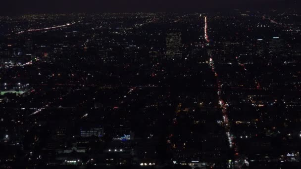 Geceleri Los Angeles Şehir Işıklarının Hava Manzarası — Stok video