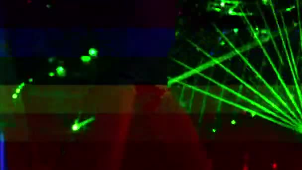 Silhuetter Man Dansare Dansar Nattklubb Med Laser Ljusshow — Stockvideo