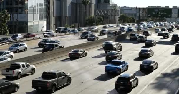Пэн Выстрелил Через Автостраду Харбор Центре Лос Анджелеса Час Пик — стоковое видео