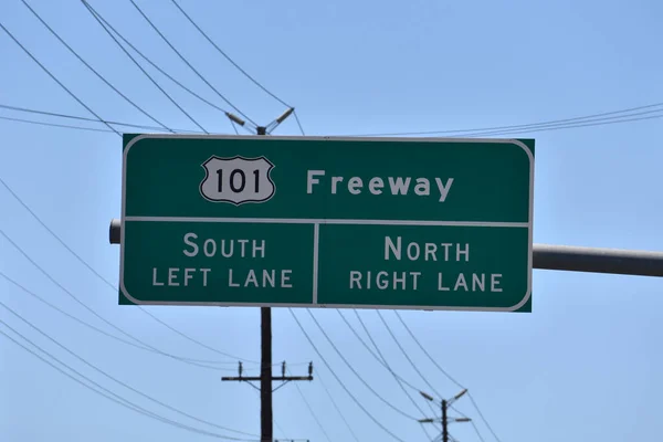 Road Sign Marking Entrance Hollywood Freeway Route 101 — Stock Photo, Image