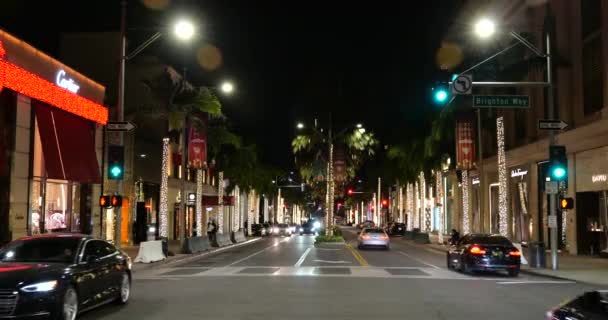 Beverly Hills Ηπα Δεκεμβρίου 2020 Rodeo Drive Στολισμένο Χριστουγεννιάτικα Φώτα — Αρχείο Βίντεο