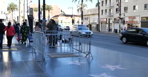 Hollywood Usa Enero 2021 Barricadas Rodean Estrella Donald Trump Paseo — Vídeos de Stock