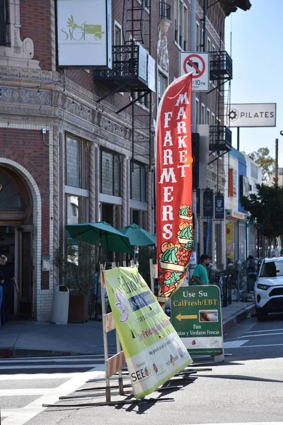 Los Angeles Usa June 2021 Banner Entrance Echo Park Farmers — Stock Photo, Image